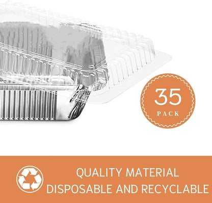Findful (35 Pack) 8x8 Aluminum Pans with Clear Plastic Lids - Square Baking Cake Pans - Foil Pans with Lids - Disposable Food Containers Great for Cooking, Heating, Storing, Prepping Food