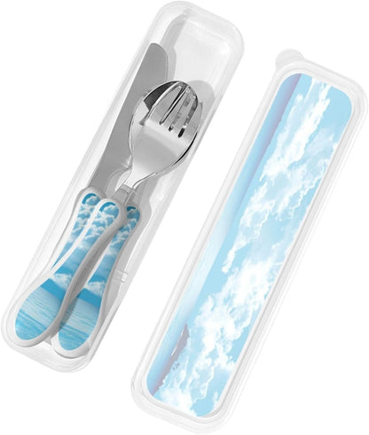 3-Piece Kids Silverware Set With Storage Case, Stainless Steel Reusable Children Safe Knife Spoon Fork Set Shih Tzu Dog Children Flatware Set For Kids Lunch Box