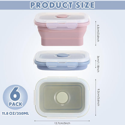 Mifoci 6 Pcs Silicone Containers for Food Collapsible Food Storage Containers with Airtight Lids Stacking Leftover Foods Storage Lunch Box for Freezer Microwave Dishwasher Safe(Morandi,18.6 oz)