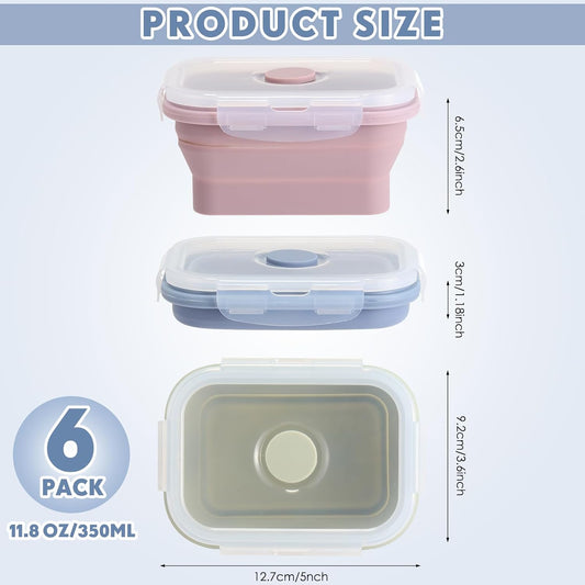 Mifoci 6 Pcs Silicone Containers for Food Collapsible Food Storage Containers with Airtight Lids Stacking Leftover Foods Storage Lunch Box for Freezer Microwave Dishwasher Safe(Morandi,18.6 oz)