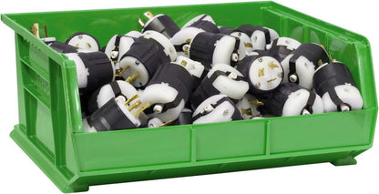 Akro-Mils 30250 AkroBins Plastic Storage Bins, Space-Saving Stackable Bins for Garage, Pantry, Craft Organization, 15" x 16" x 7", Black, 6-Pack