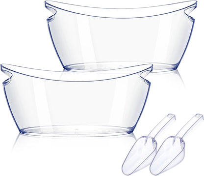 Ice Bucket 2 PCS, Thickened Ice Buckets for Parties, Mimosa Bar Supplies Beverage Tub for Champagne Beer Sparkling Wine Cocktails（5.5L) 16.5 * 7.3 * 6.8inch