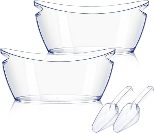 Ice Bucket 2 PCS, Thickened Ice Buckets for Parties, Mimosa Bar Supplies Beverage Tub for Champagne Beer Sparkling Wine Cocktails（5.5L) 16.5 * 7.3 * 6.8inch