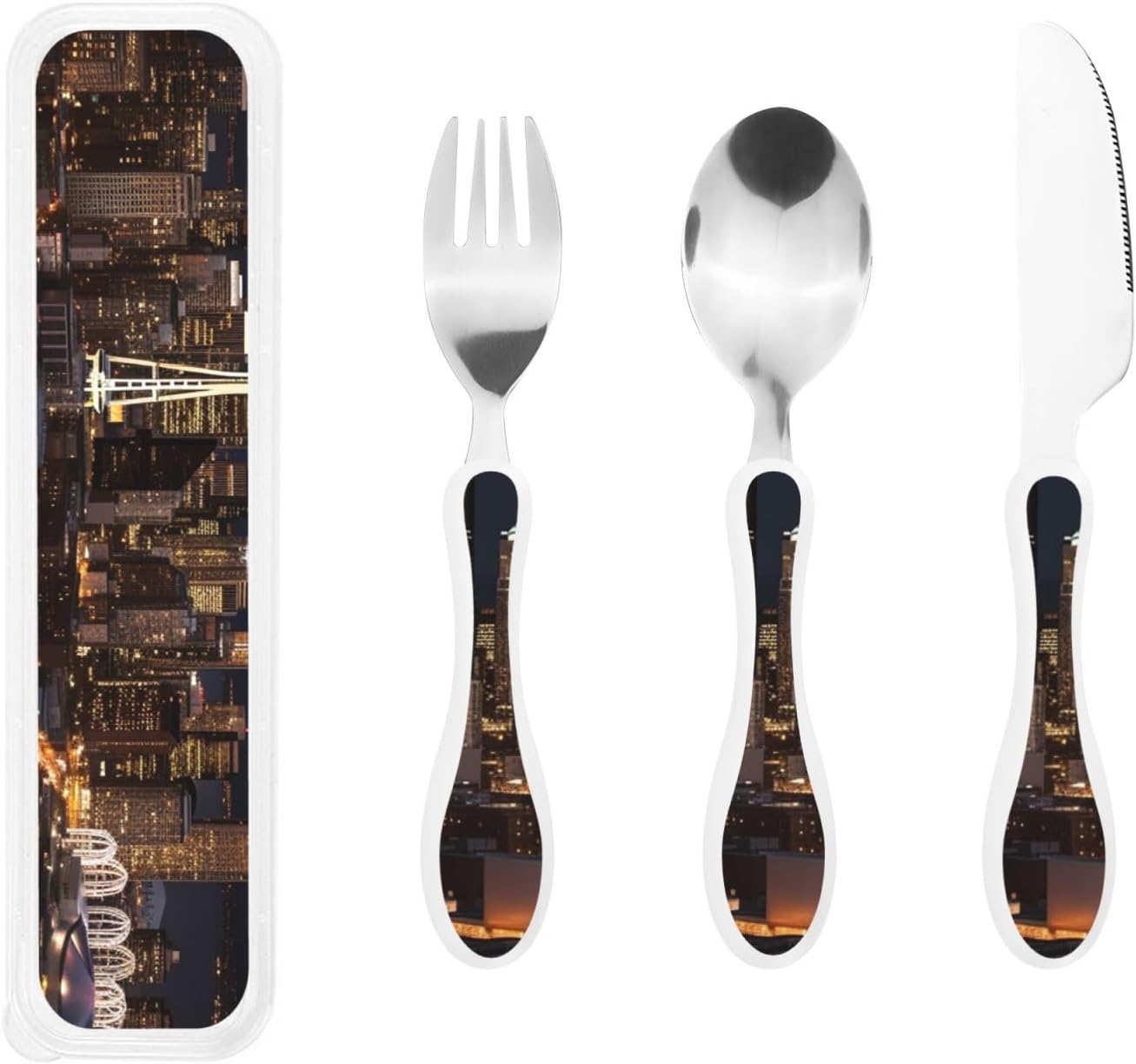 3-Piece Kids Silverware Set With Storage Case, Stainless Steel Reusable Children Safe Knife Spoon Fork Set Ocean Sea Animal Shark Children Flatware Set For Kids Lunch Box