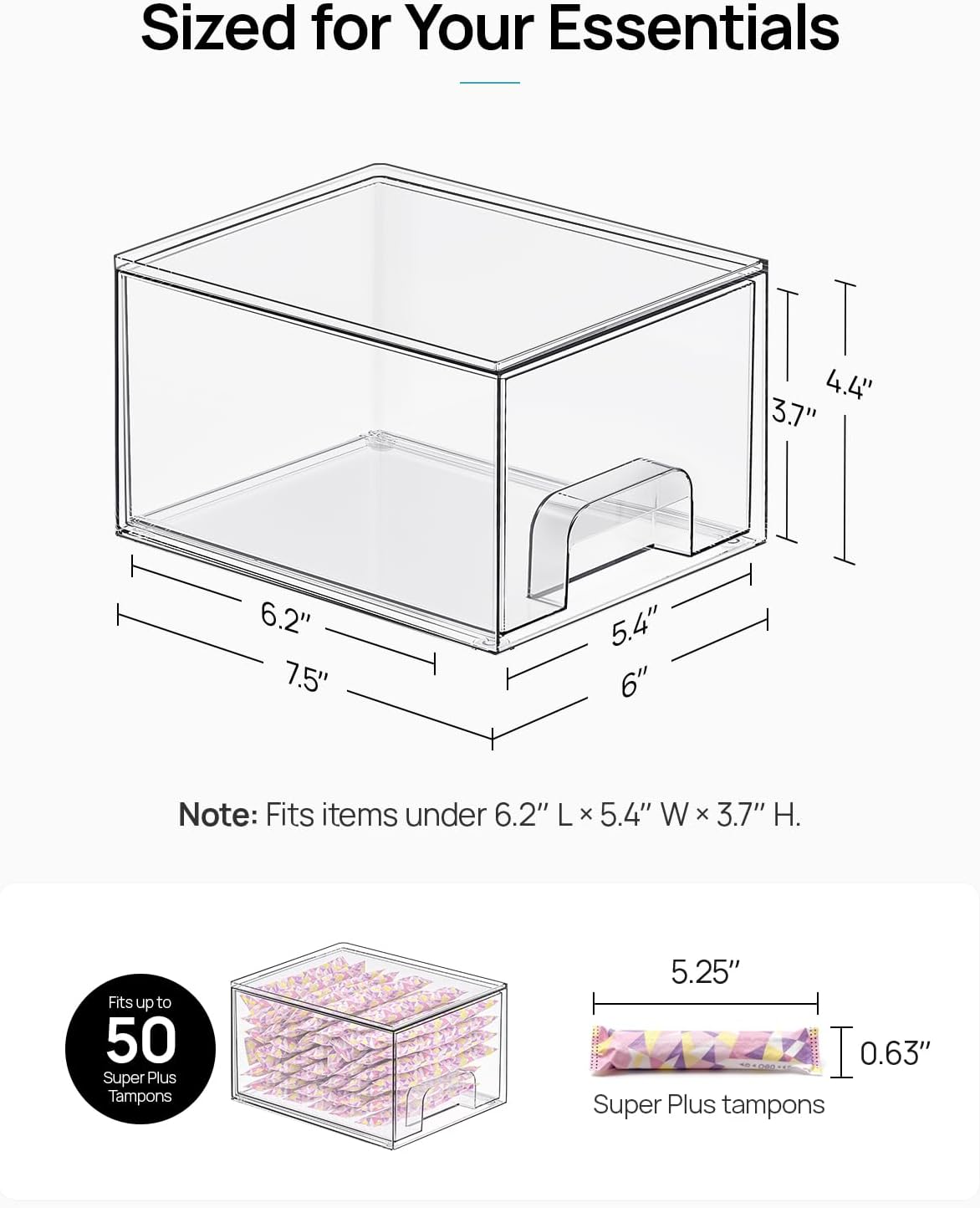 Vtopmart 10 Pack Small Clear Stackable Storage Drawers, Acrylic Bathroom Makeup Organizer, Plastic Storage Bins For Vanity, Undersink, Kitchen Cabinets, Pantry, Home Organization