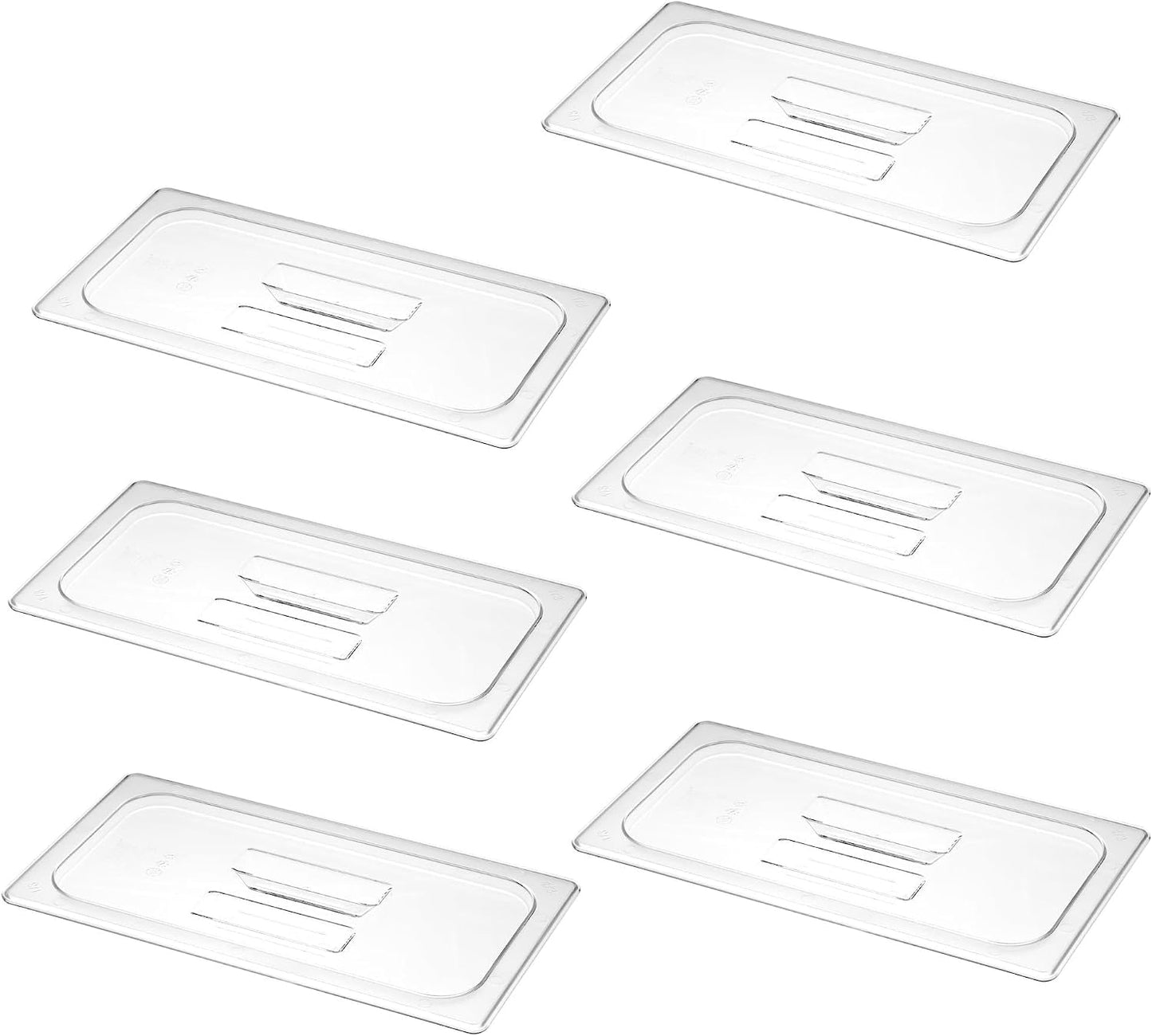 6-Pack Clear Polycarbonate Handled Lids for 1/6 Size NSF Food Pans
