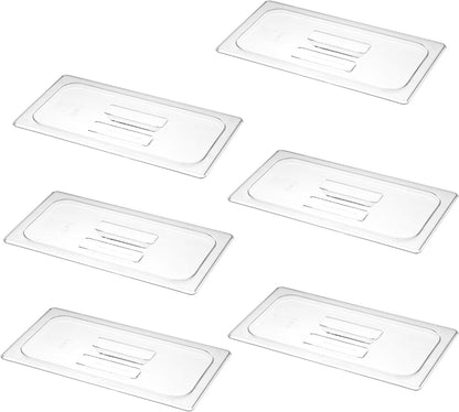 6-Pack Clear Polycarbonate Handled Lids for 1/6 Size NSF Food Pans