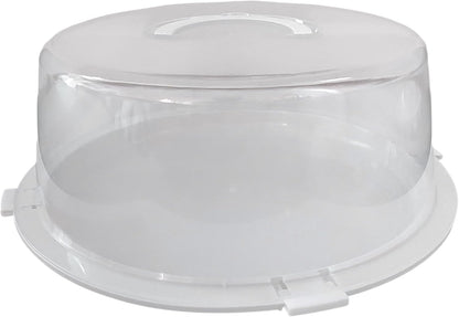 Reusable Cake Carrier with Lid – 12 x 12 x 4.75 Inch BPA-Free Plastic Container with Handle – Fits 10-Inch Round Cakes – Freezer Safe, Lightweight, Clear Cake Holder for Storage & Transport