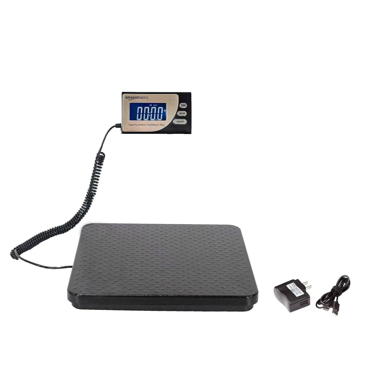 Amazon Basics Digital Postal Shipping Scale with Tare Function, AC Adapter, 65 lb Capacity, 0.1 oz Readability, LCD Display, Black