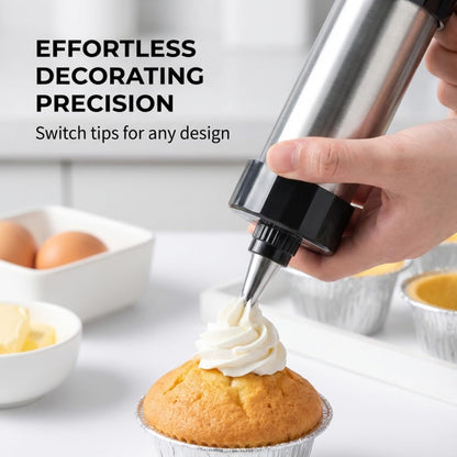 Stainless Steel Cookie Press Gun Kit, 13 Discs & 8 Piping Tips