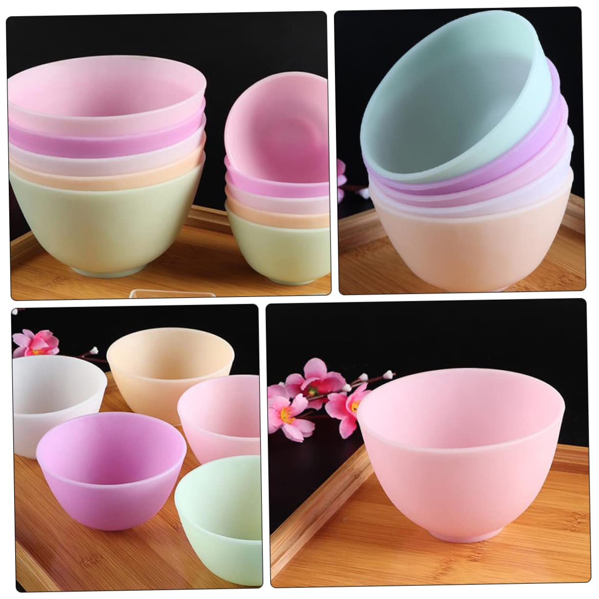 Ipetboom 5Pcs Odorless Silicone Bowl Prep Measuring Bowls for DIY Facial Masks and Cooking Flexible and Microwave Safe for Home Use Various Recipes