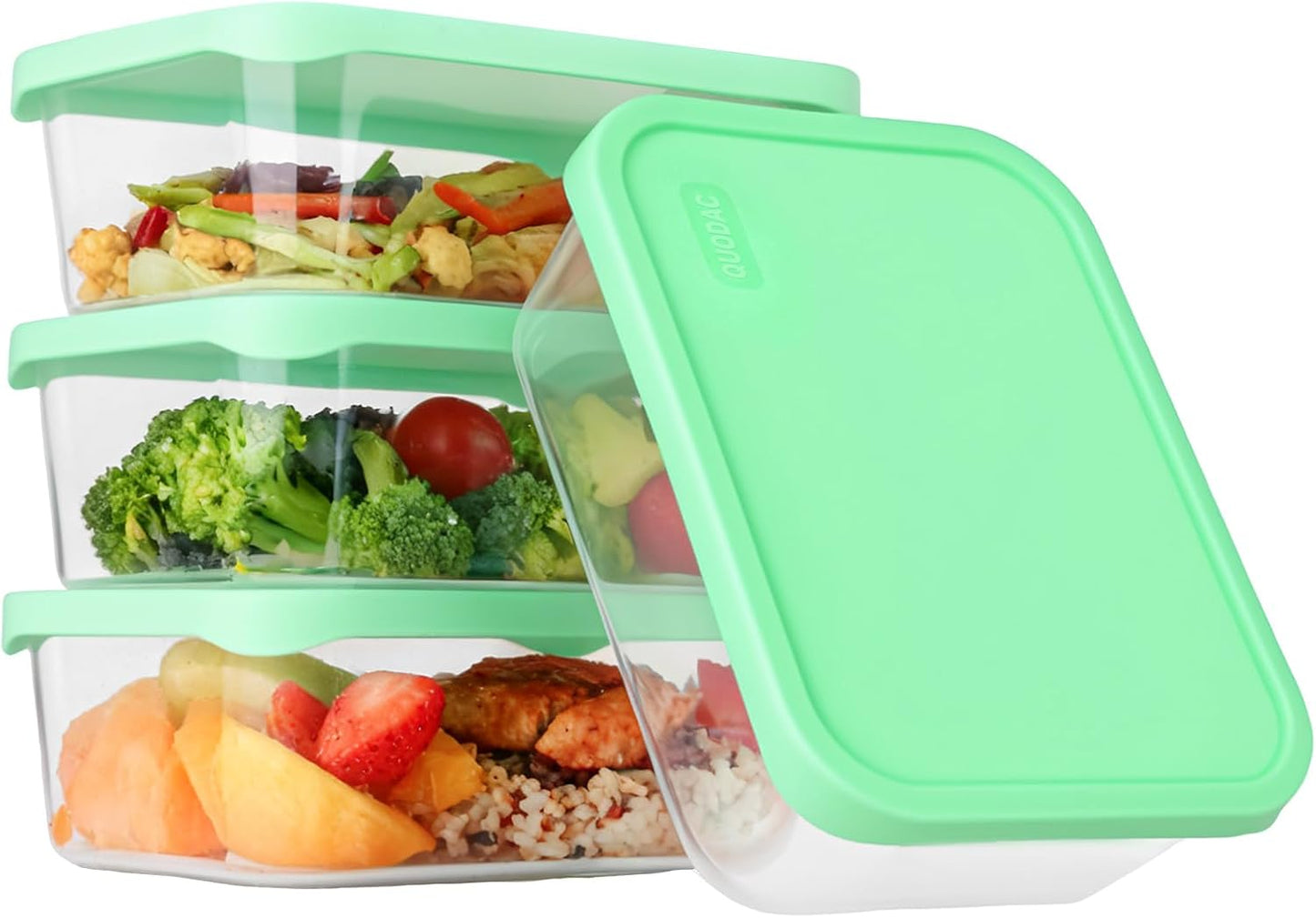 Quodac Food Storage Containers 4-Pack, 4.7 Cup Leakproof Lunch Boxes with Silicone Lids, Microwave & Dishwasher Safe, BPA-Free Meal Prep Containers