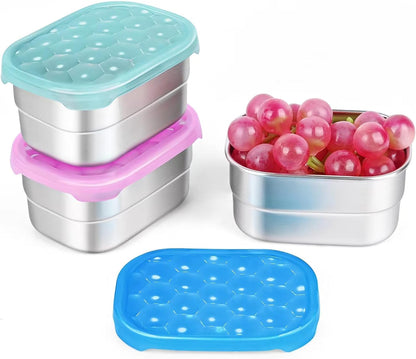 Tanjiae Small (1 CUP) Stainless Steel Snack Containers for Kids | Easy Open Leak Proof Food Containers with Silicone Lids - Perfect Metal Toddler Lunch Box for Daycare and School (8oz)