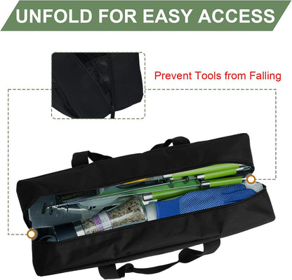 24" Grill Tool Storage Bag, Canvas, Black, Unisex, Classic Style, 60x24x24 cm/24 * 9.4 * 9.4 inches, Zipper Closure, Hand Strap, Perfect for Outdoor Grilling, Camping, Hiking