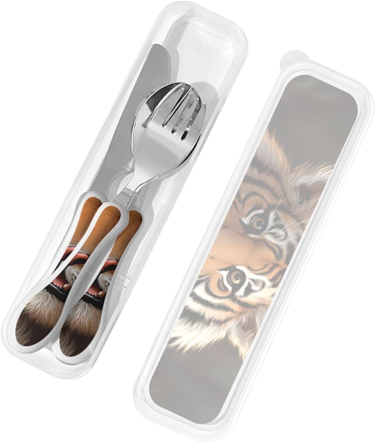 3-Piece Kids Silverware Set With Storage Case, Stainless Steel Reusable Children Safe Knife Spoon Fork Set Dragonfly Insects Flowers Children Flatware Set For Kids Lunch Box