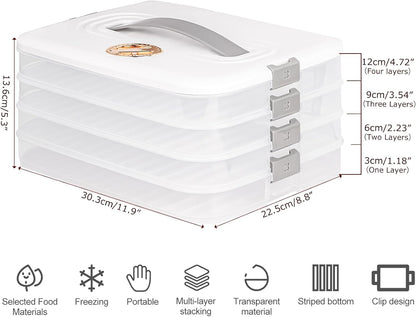 Liatinbo 4-Layer cookie carrier with lid and handle,dessert carrier dumpling container cookie transport storage container (4-Layer white)