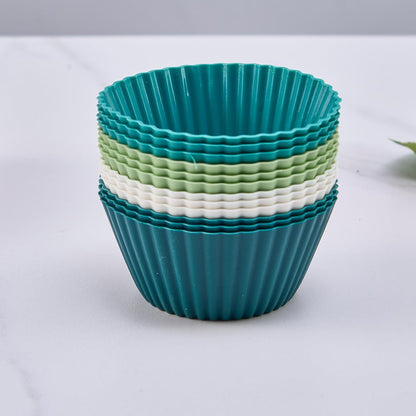 12 Pack Silicone Cupcake Liners - Reusable Baking Cups, Non-Stick Muffin Liners & Cup Cake Set