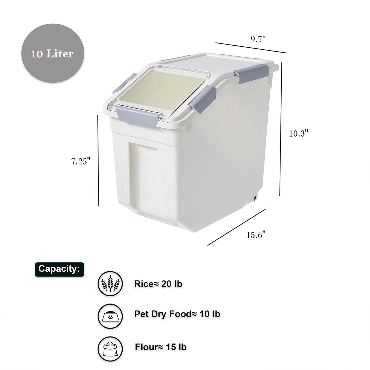 HANAMYA 33 Liter / 50 lbs Rice Storage Container with Measuring Cup, BPA free, For Rice | Grain | Pet Food | Flour, 2 count, White