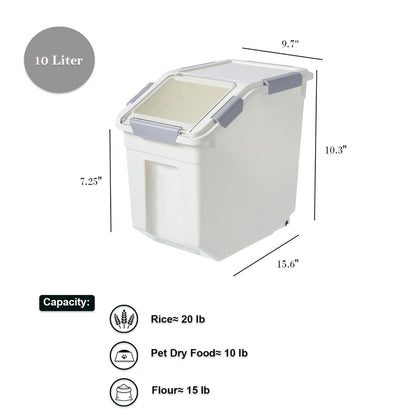 HANAMYA 33 Liter / 50 lbs Rice Storage Container with Measuring Cup, BPA free, For Rice | Grain | Pet Food | Flour, 2 count, White