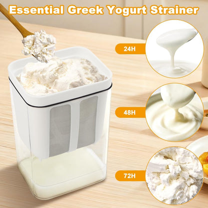 1100ml Greek Yogurt Maker & Strainer with Straw Spoon, Brush & Mesh Bag