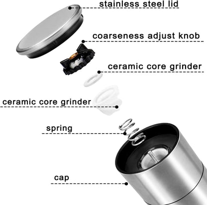 Gulex Salt and Pepper Grinder Set Pepper Mill Salt Shaker Refillable