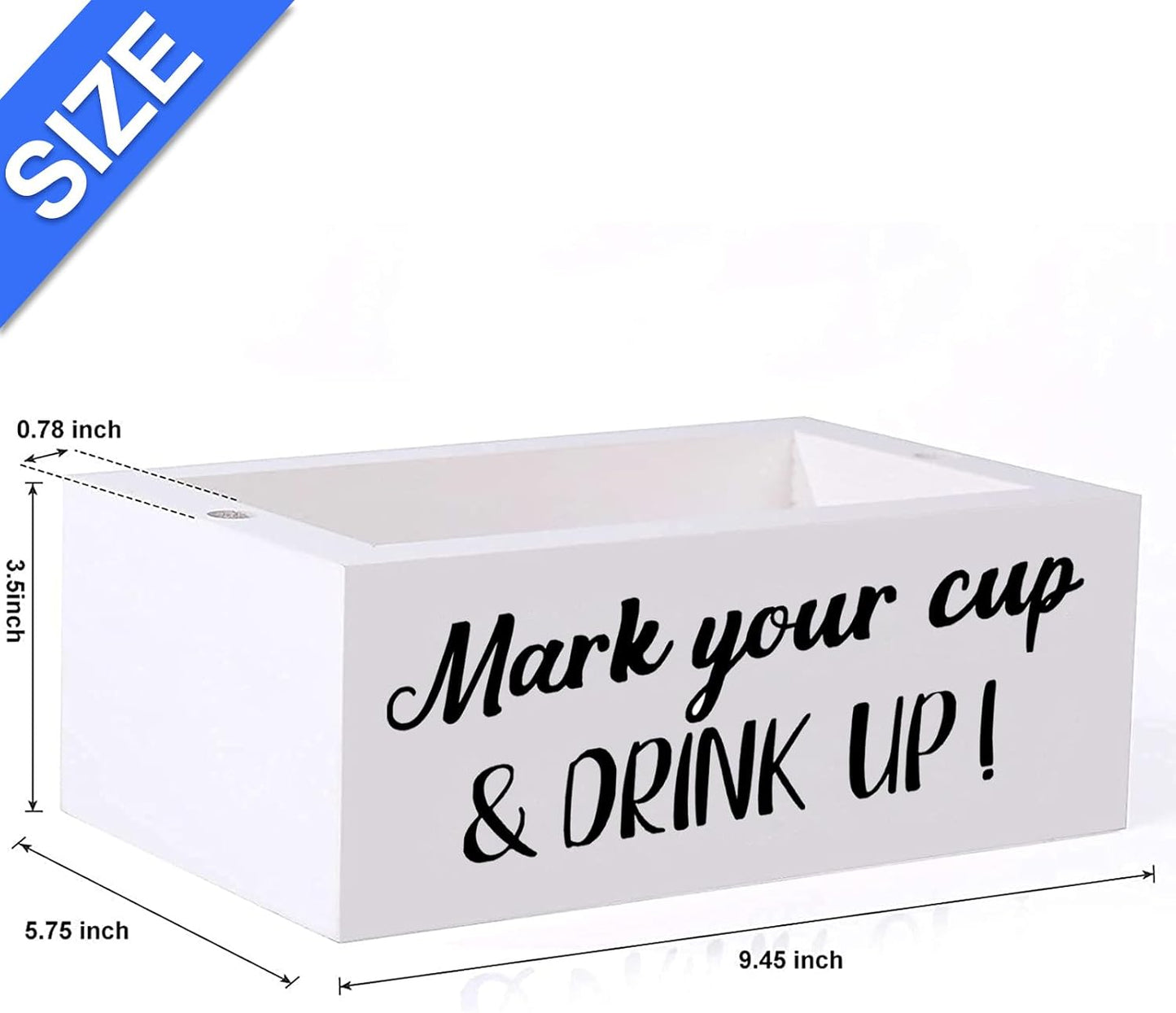 Wooden Cup Holder with Marker Slot, Disposable Plastic Party Cup Organizer for Holiday Gatherings - Hosting Essential to Mark Your Cup & Drink Up, Prevent Mix-Ups, Reduce Waste
