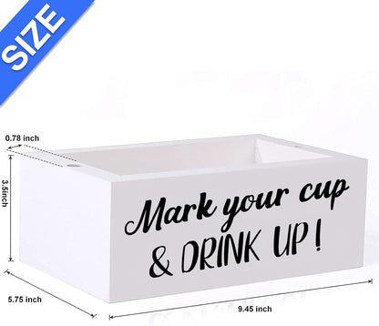 Wooden Cup Holder with Marker Slot, Disposable Plastic Party Cup Organizer for Holiday Gatherings - Hosting Essential to Mark Your Cup & Drink Up, Prevent Mix-Ups, Reduce Waste