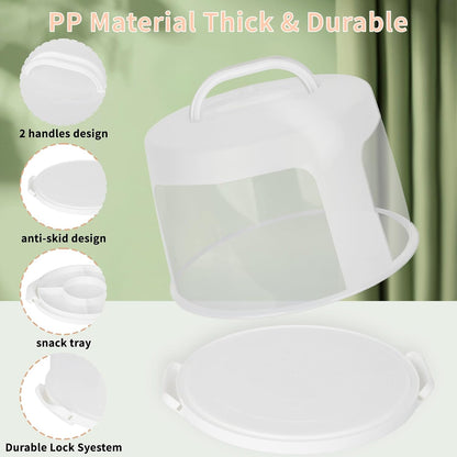 Large Cake Carrier with lid and Handle, Multipurpose Cake Stand with Lid for 11" Cake, Pie, Plastic Cake Container