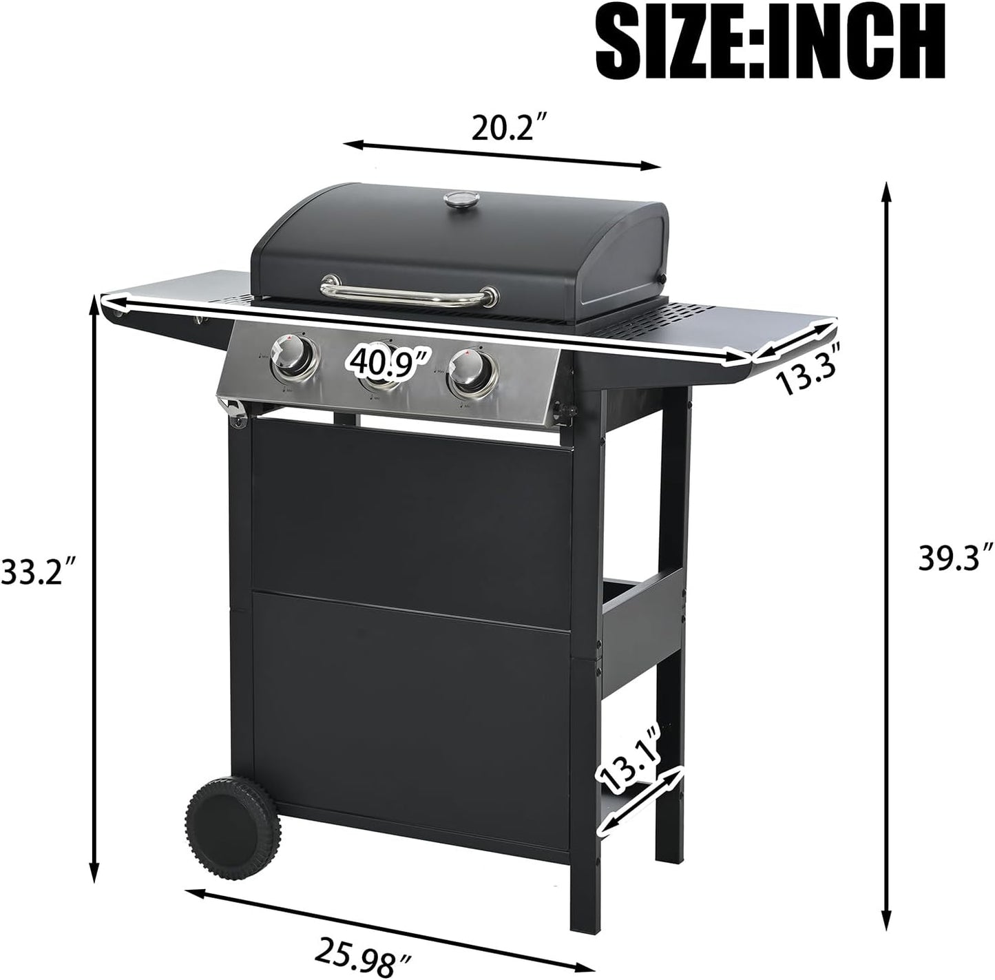 4 Burner Outdoor Propane Gas Grill with Side Burner & Thermometer, Stainless Steel Barbecue Grill with Wheels for Patio BBQ Cooking, Camping