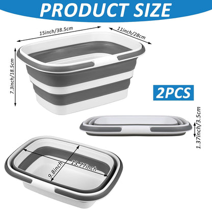 2 Pack Ice Buckets for Parties, Foldable Beverage Tub, Collapsible Ice Bucket for Wine/Beer/Champagne, Large Beer Ice Buckets Drink Cooler, Space Saving Ice Storage Tub Ice Cube Bin (8.5L*2)
