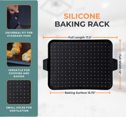 13-Inch Splatter Screen for Frying Pan - Silicone Grease Splatter Guard for 12"-13" Panss - |USA Brand|, Black | oven safe