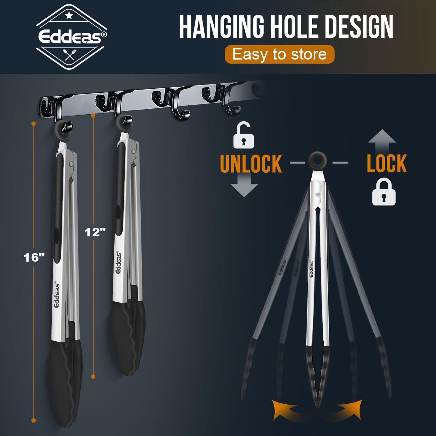 Eddeas Kitchen Tweezers Tongs, Cooking Tweezers Stainless Steel - 3 Size 12'' 10'' & 8 inch Ideal for Meat, pasta, plating and pinching delicate small pieces of food, Set of 3