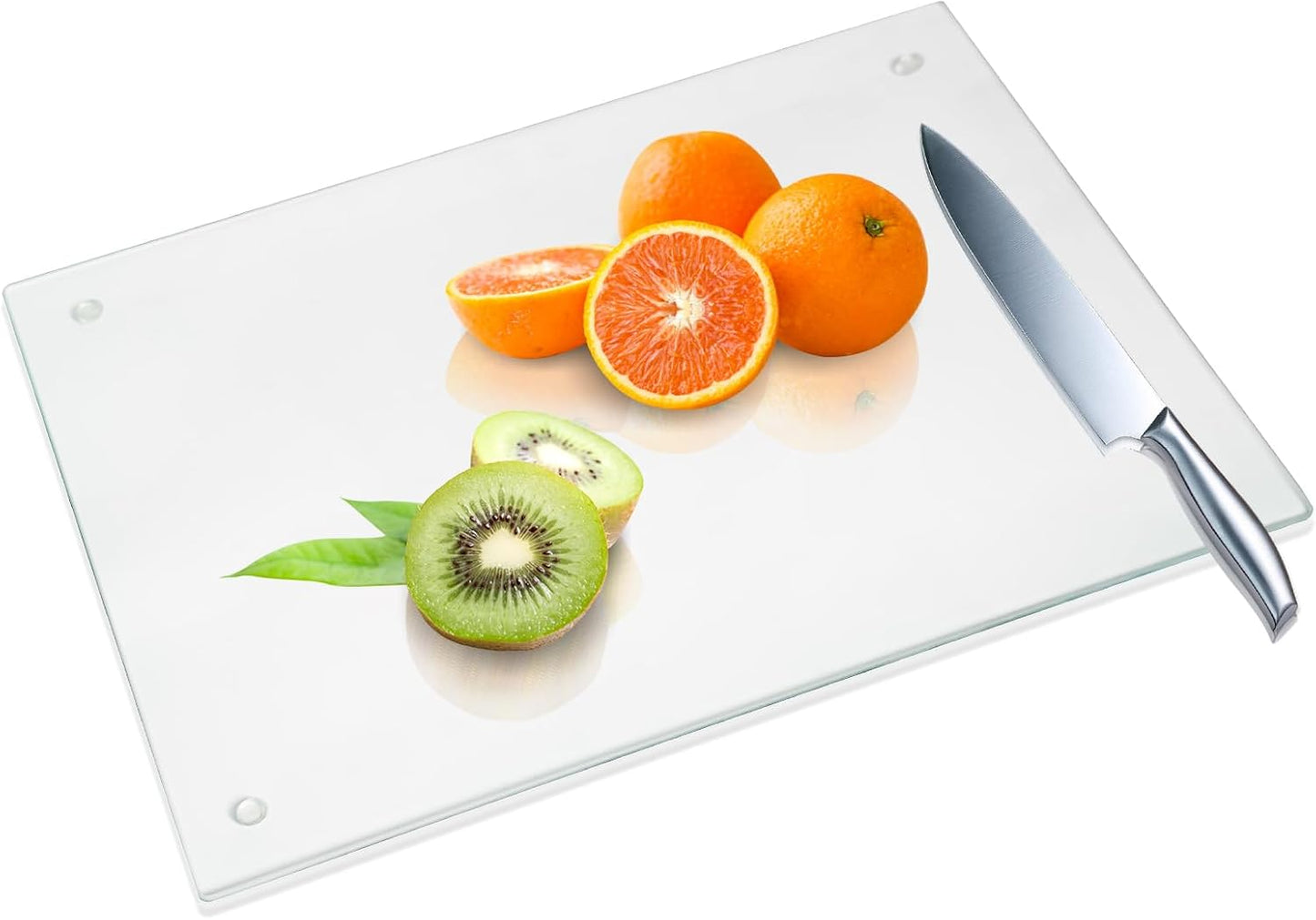 JAMBALAY Tempered Glass Cutting Boards for Kitchen, 16"x12" Clear Glass Cutting Board Set, 2Pcs Chopping Board with Rubber Non Slip Feet, Heat Resistant, Shatter Resistant, Dishwasher Safe
