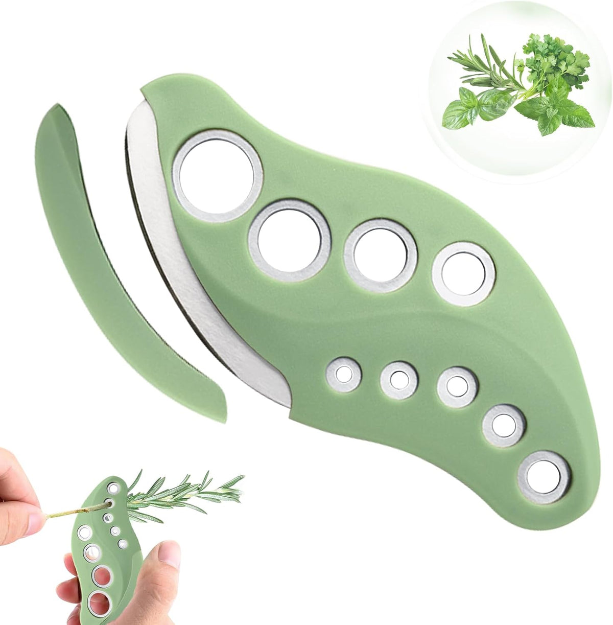 Herb Stripper Tool with Herb Cutter, Kitchen Herbs Leaf Stripping Tool