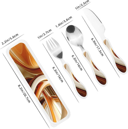 3-Piece Kids Silverware Set With Storage Case, Stainless Steel Reusable Children Safe Knife Spoon Fork Set Blue Active Girl Running Sunset Children Flatware Set For Kids Lunch Box - Colors A