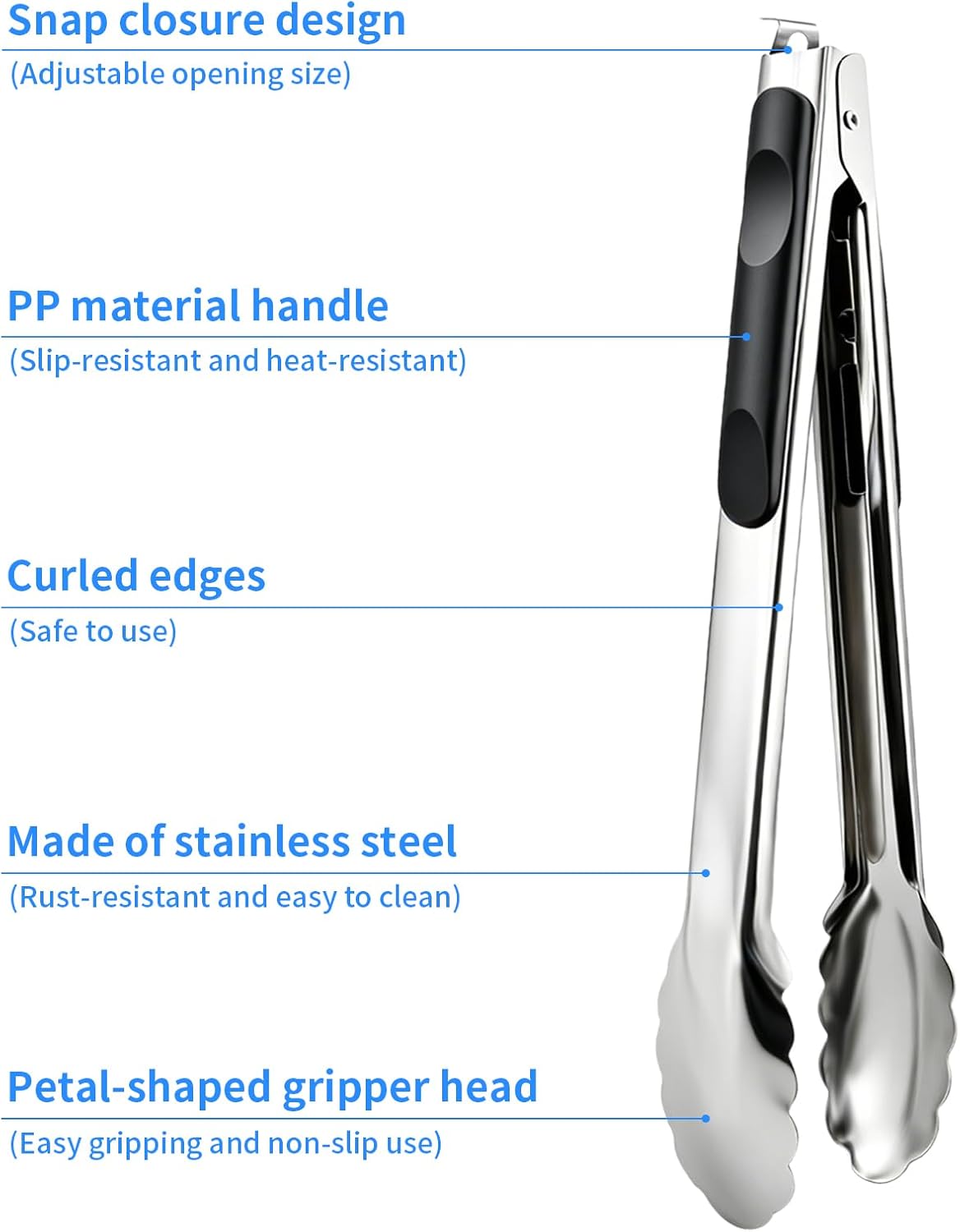 2 Pcs 9/12 Inch Kitchen Tongs for Cooking, BBQ & Salad - Heat-Resistant Stainless Steel Locking Tongs Set, Dishwasher Safe - Premium Kitchen Appliances & Cooking Tools