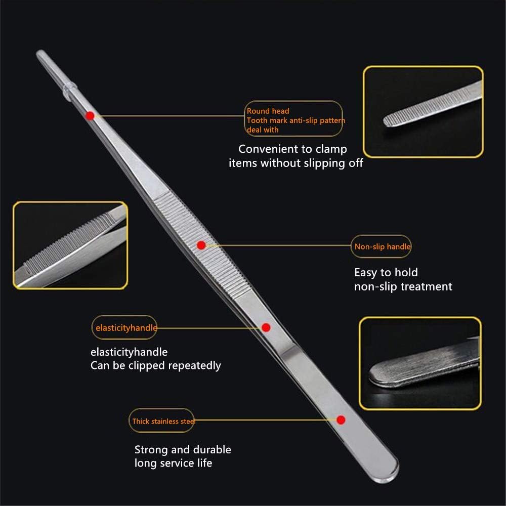 Aniso 6 Inches Stainless Steel garden tweezers | Precision Serrated, Non-slip handle For Hand-Made，succulent，Pick up an ice cube Kitchen and Dining Room