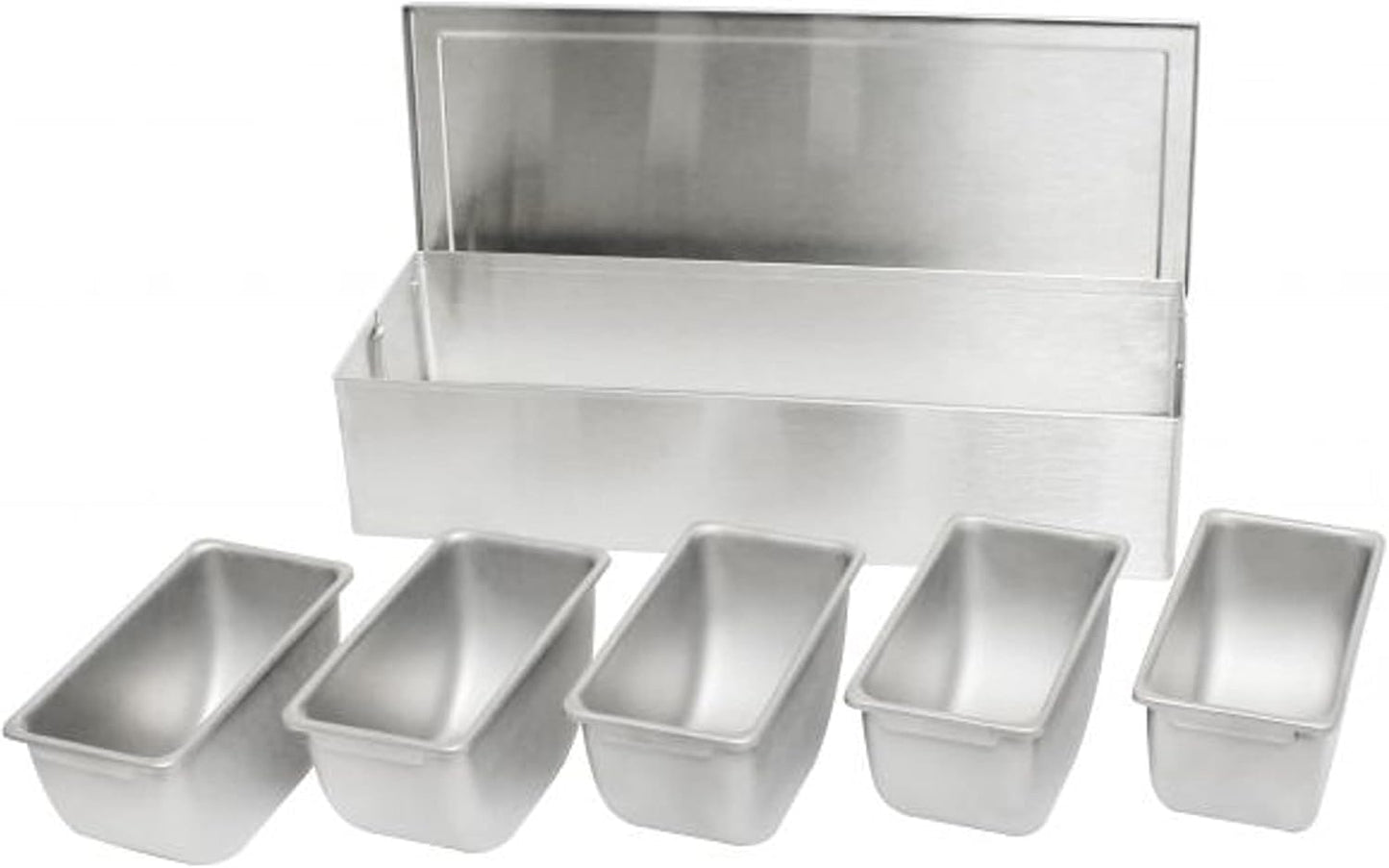 TrueCraftware- 5 Compartment Stainless Steel Condiment Bar (Open Bottom)- Condiment Dispenser Serving Container Garnish Tray Bar Caddy Condiment Server Caddy Garnish Holder for Home Work Restaurant
