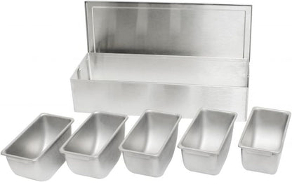 TrueCraftware- 5 Compartment Stainless Steel Condiment Bar (Open Bottom)- Condiment Dispenser Serving Container Garnish Tray Bar Caddy Condiment Server Caddy Garnish Holder for Home Work Restaurant