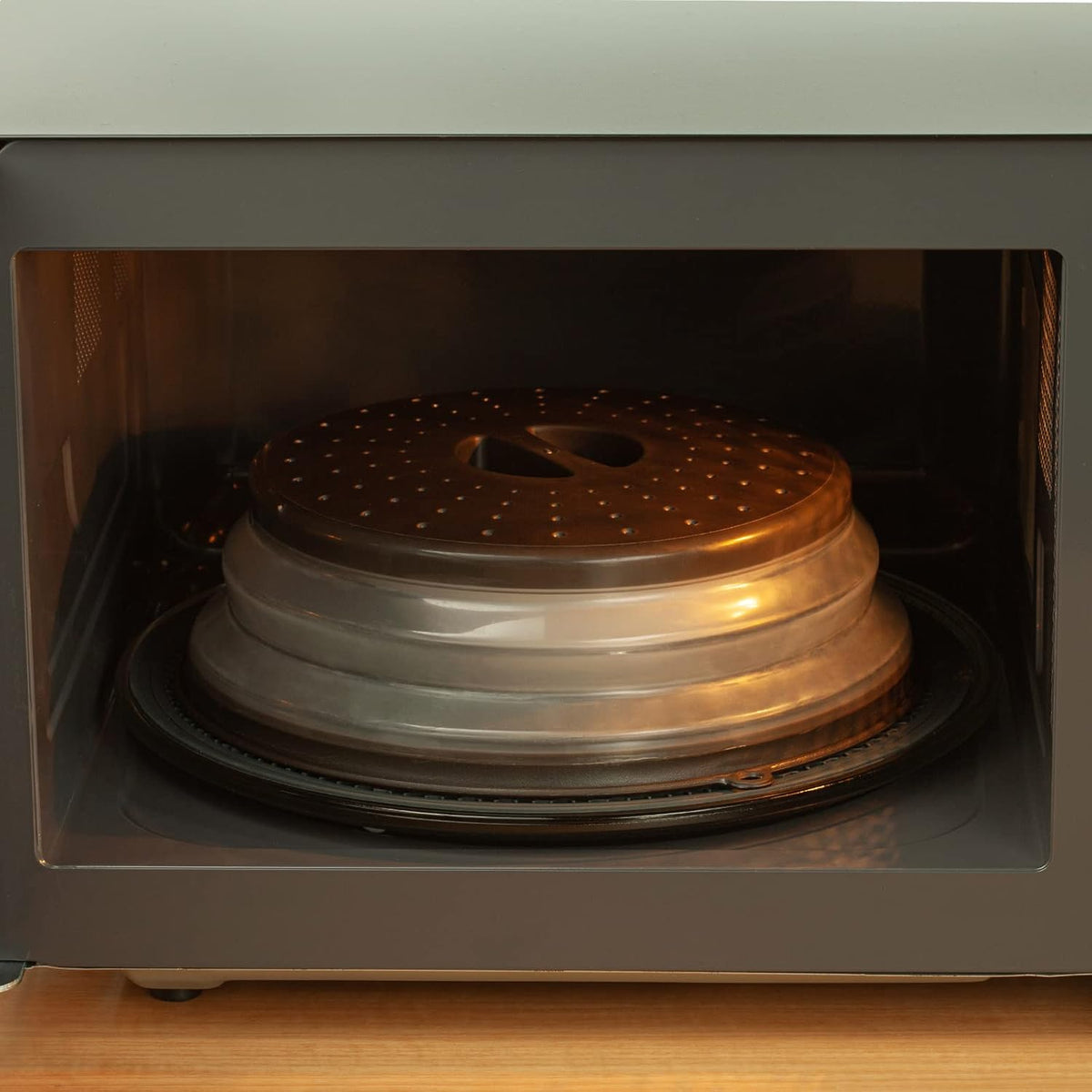 Collapsible Microwave Splatter Cover, Gray, 10.5 inch