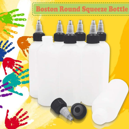 20-Pack 4oz/120ml Plastic Boston Squeeze Bottles with Twist Top Cap