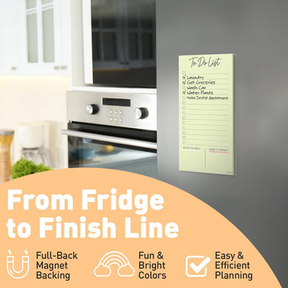 S&O Set of 4 Essential Refrigerator Notepads with Magnet - Grocery Schedule Holder Pad for Fridge - Weekly Magnetic To Do List for Adhesive - Cling Notebook Meal Planner - Attractive Shopping List Pad