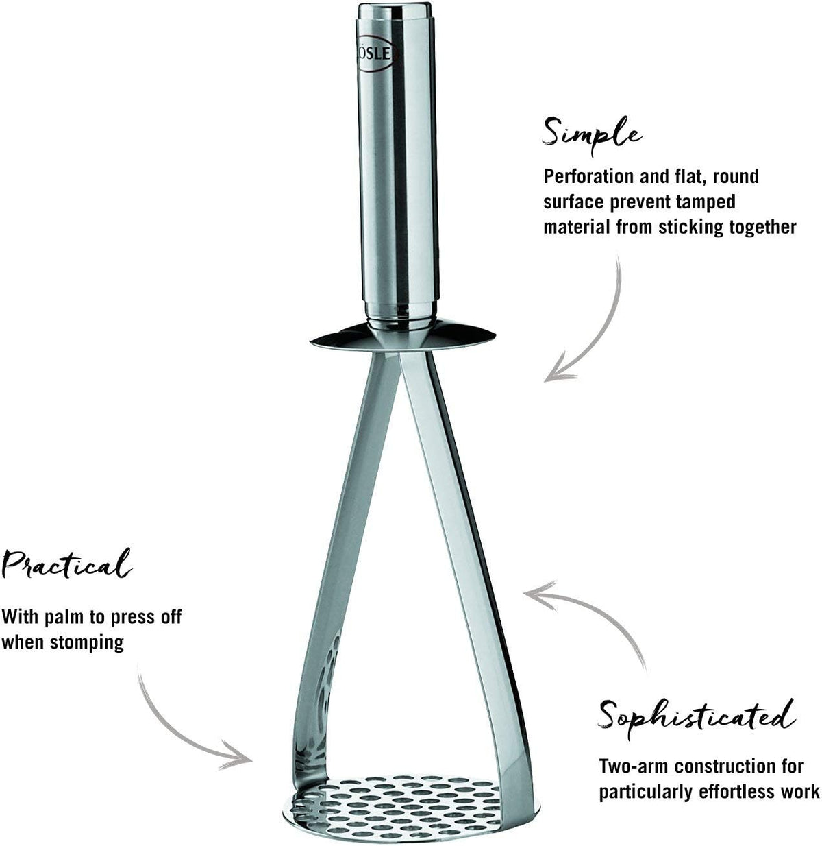 Rosle 12780 Stainless Steel Vegetable & Potato Masher 10 Inch, Silver