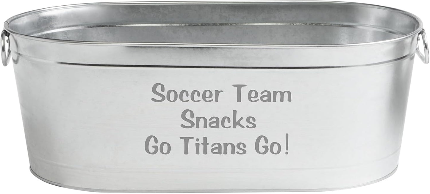 Let's Make Memories Personalized Beverage Tub - Custom Beverage Tub - Customize With Name & initial - Galvanized Drink Tub - 20 ¾"L x 11 ¾"W x 7" H - 5.5 Gallons