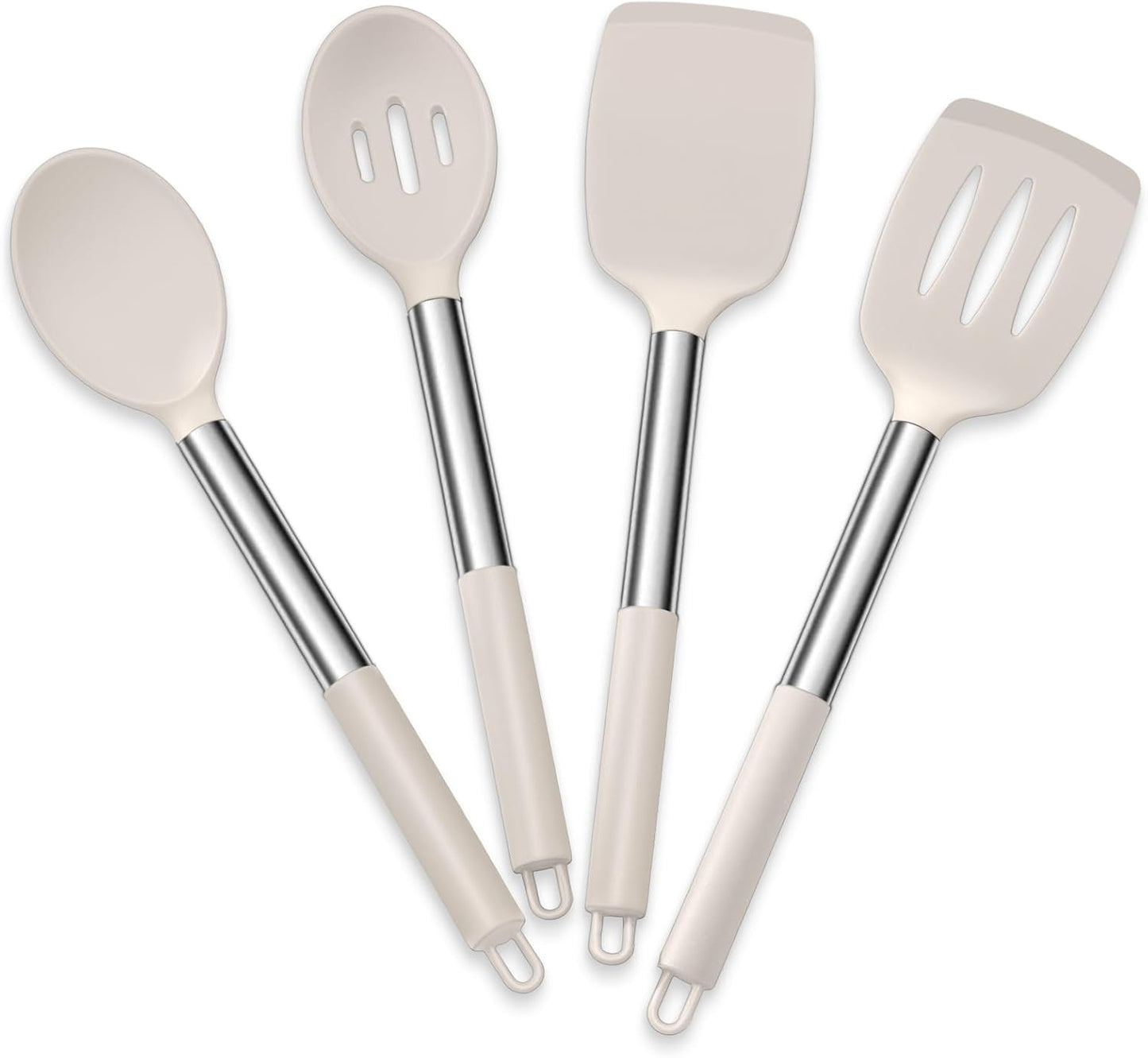 E-far Cooking Utensils Set of 4, Silicone Kitchen Utensils for Non-stick Cookware, Heat Resistant & Non-toxic Slotted Spatula Solid Spoon Turner for Flipping Mixing Serving Basting(Black)
