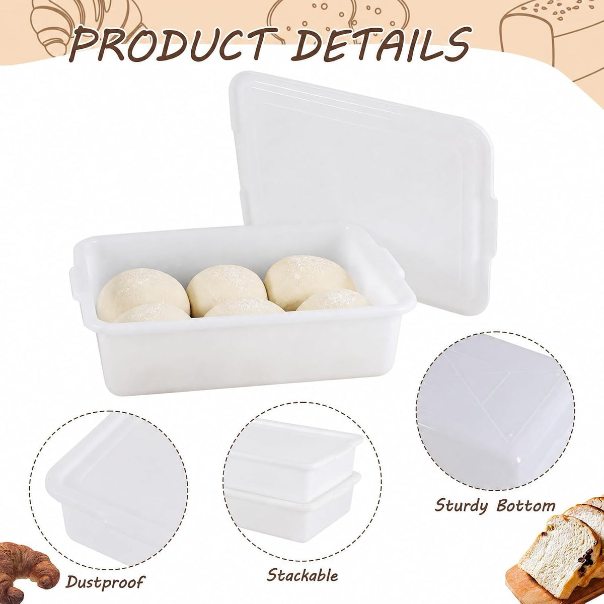 3 Pack Pizza Dough Proofing Container, Sourdough Rising Box