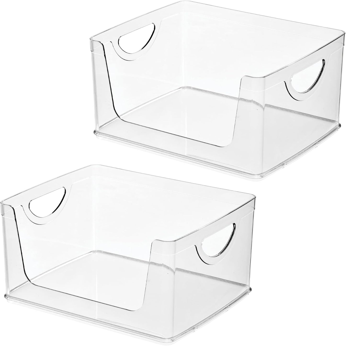 iDesign Stackable Open-Front Storage Bins with Handles for Kitchen and Pantry - Set of 4 - Clear