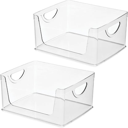 iDesign Stackable Open-Front Storage Bins with Handles for Kitchen and Pantry - Set of 4 - Clear