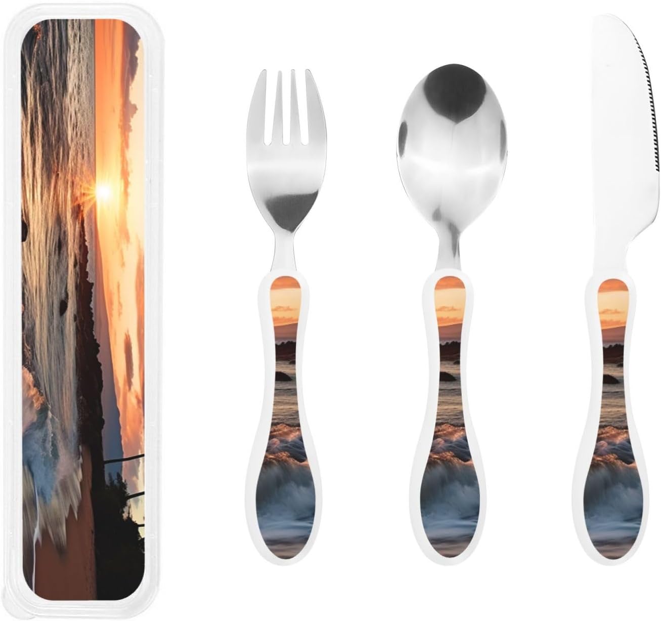 3-Piece Kids Silverware Set With Storage Case, Stainless Steel Reusable Children Safe Knife Spoon Fork Set Ballroom Dance Children Flatware Set For Kids Lunch Box