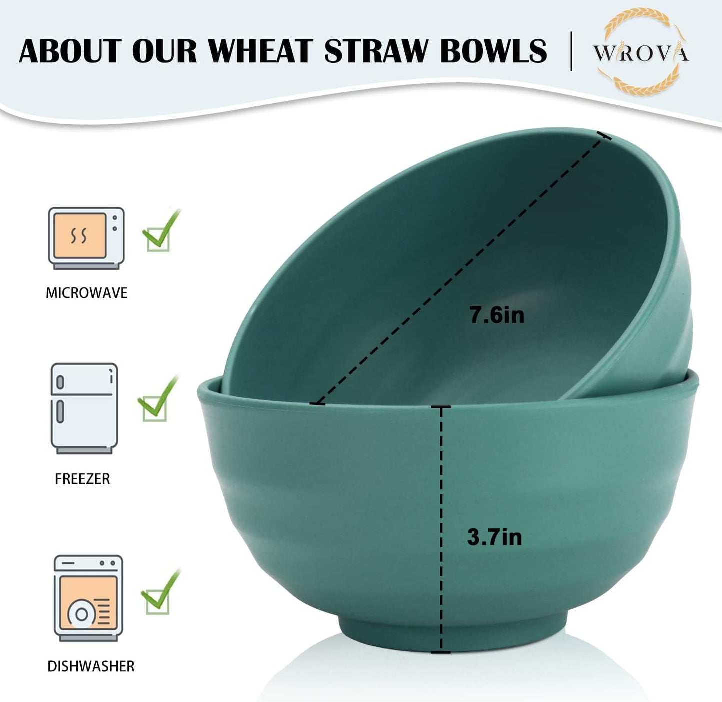 Wheat Straw Bowl Sets,8 PCS Unbreakable Cereal Bowl 26 OZ,Microwave and Dishwasher Safe Bowls,Bowl Sets for Camping and Picnic BPA Free Colorful Salad Bowls for Serving Soup,Oatmeal and Fruit Etc…